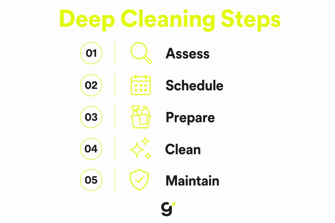 Infographic illustrating deep cleaning routine steps