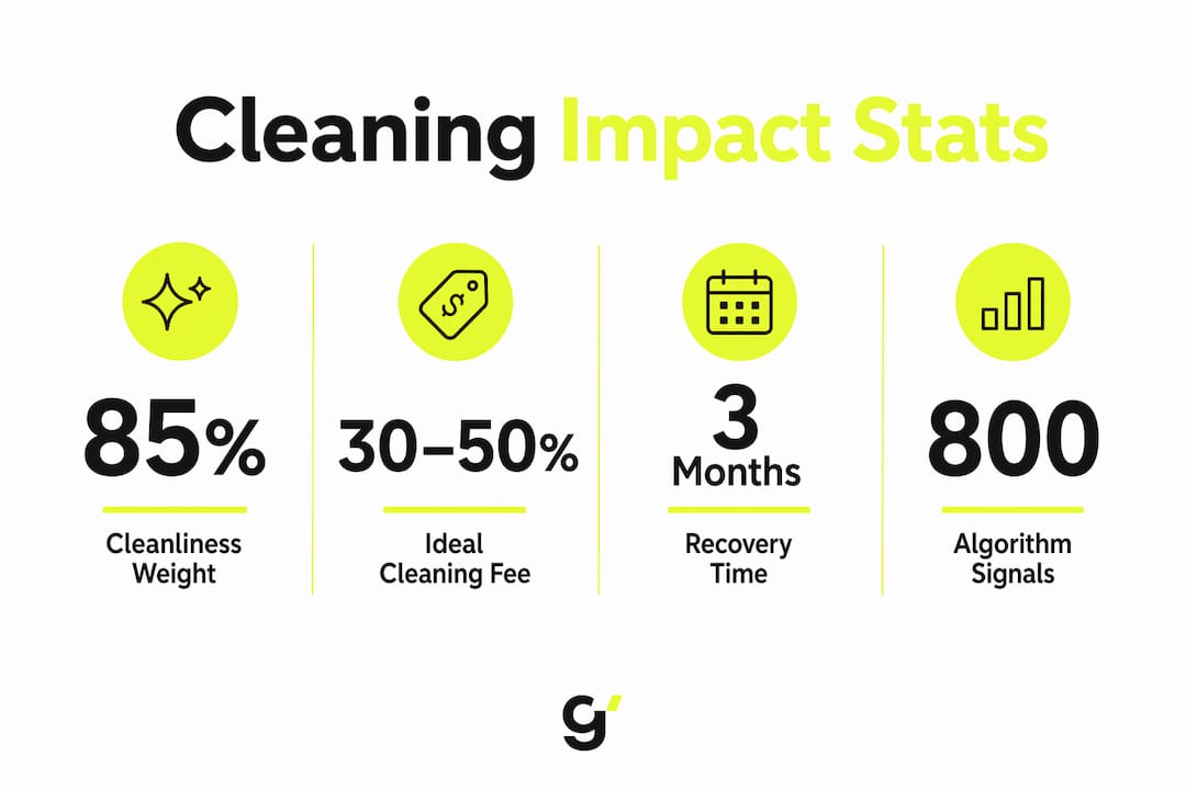 Infographic illustrating key Airbnb cleaning ranking statistics