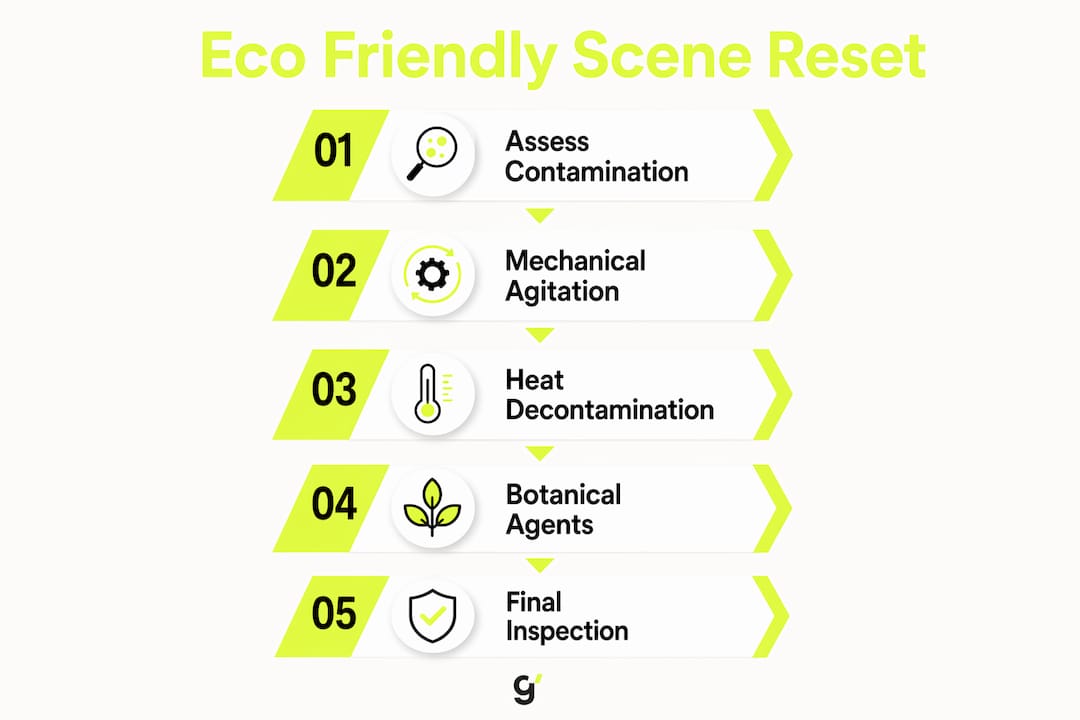Vertical flow infographic of eco-friendly cleaning steps