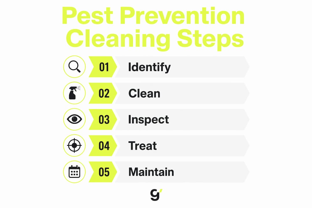 Infographic showing cleaning steps for pest prevention