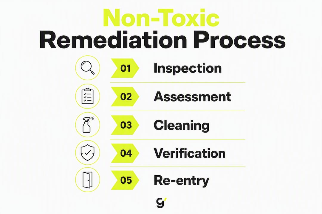 Infographic showing chemical-free remediation process steps
