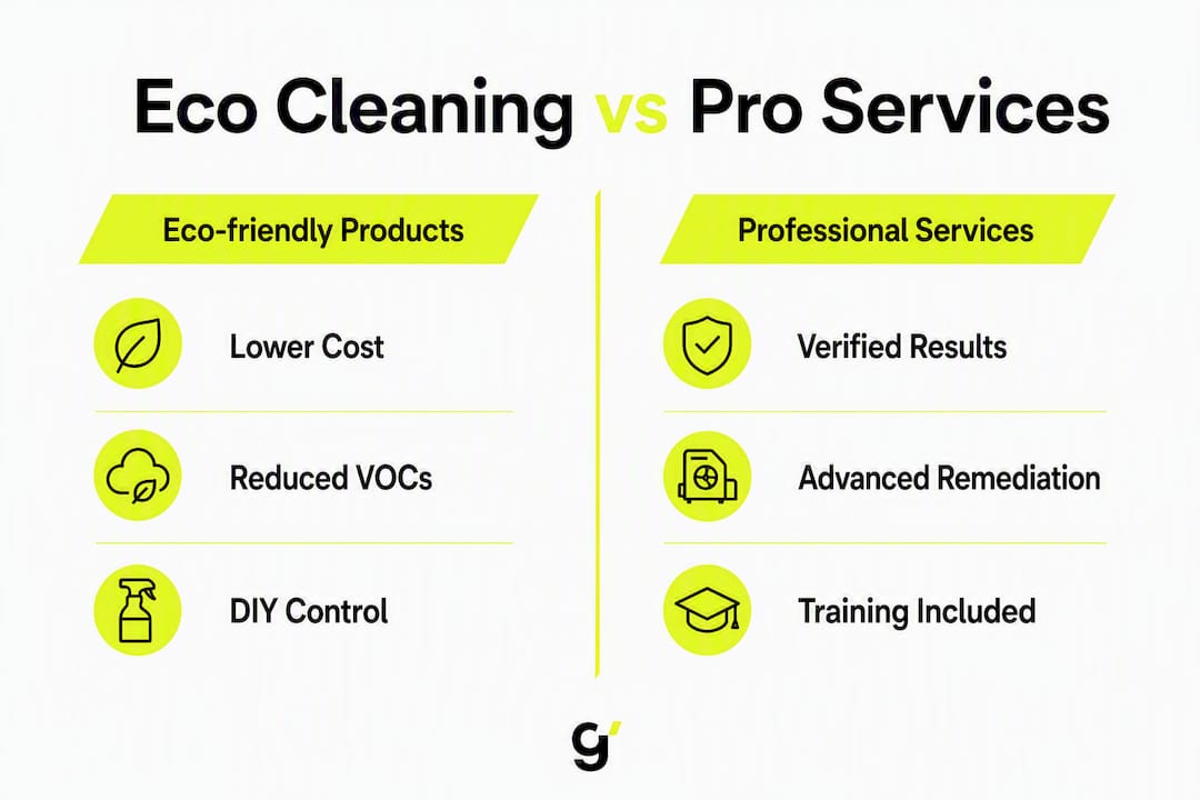 Infographic comparing eco products and professional cleaning services