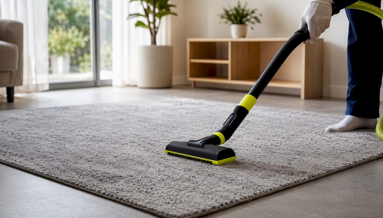 Low-pile washable rug on hard floor
