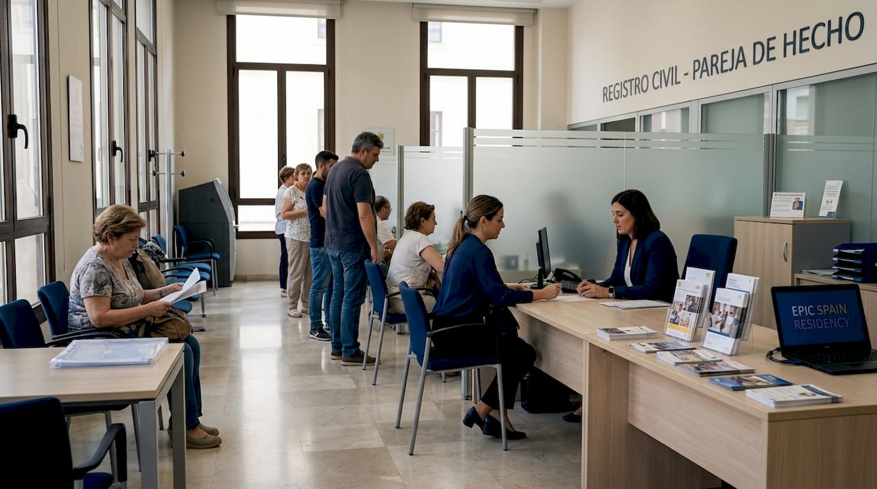 Madrid civil registry office interior with public