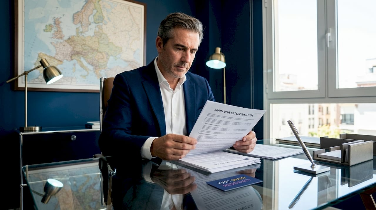 Consultant reviewing Spain visa documents