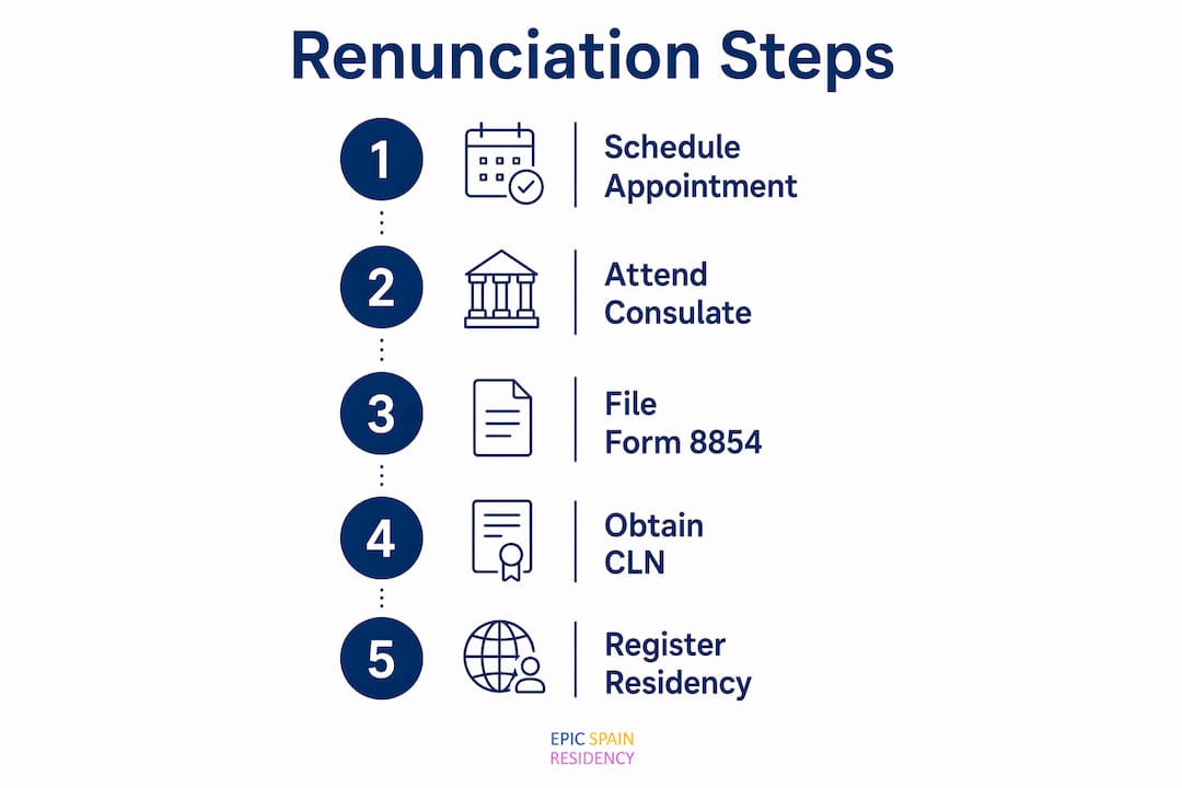 Infographic showing step-by-step renunciation process