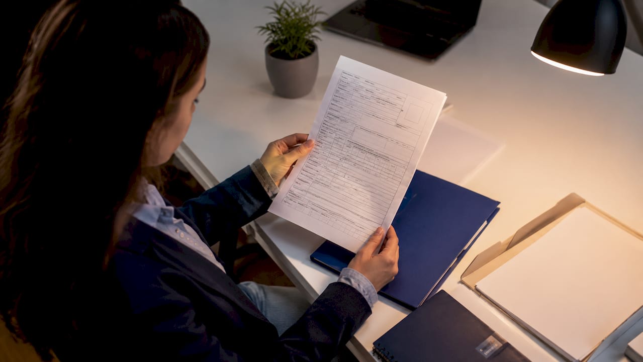 Close-up of unsigned Spain visa application form
