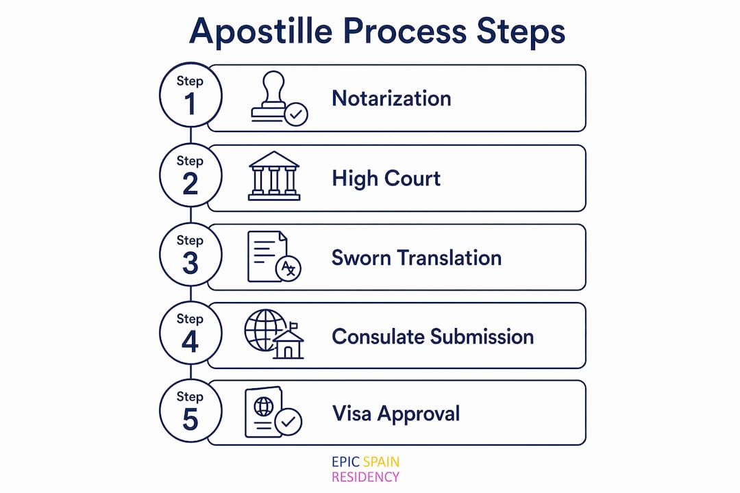 Infographic outlining apostille process steps