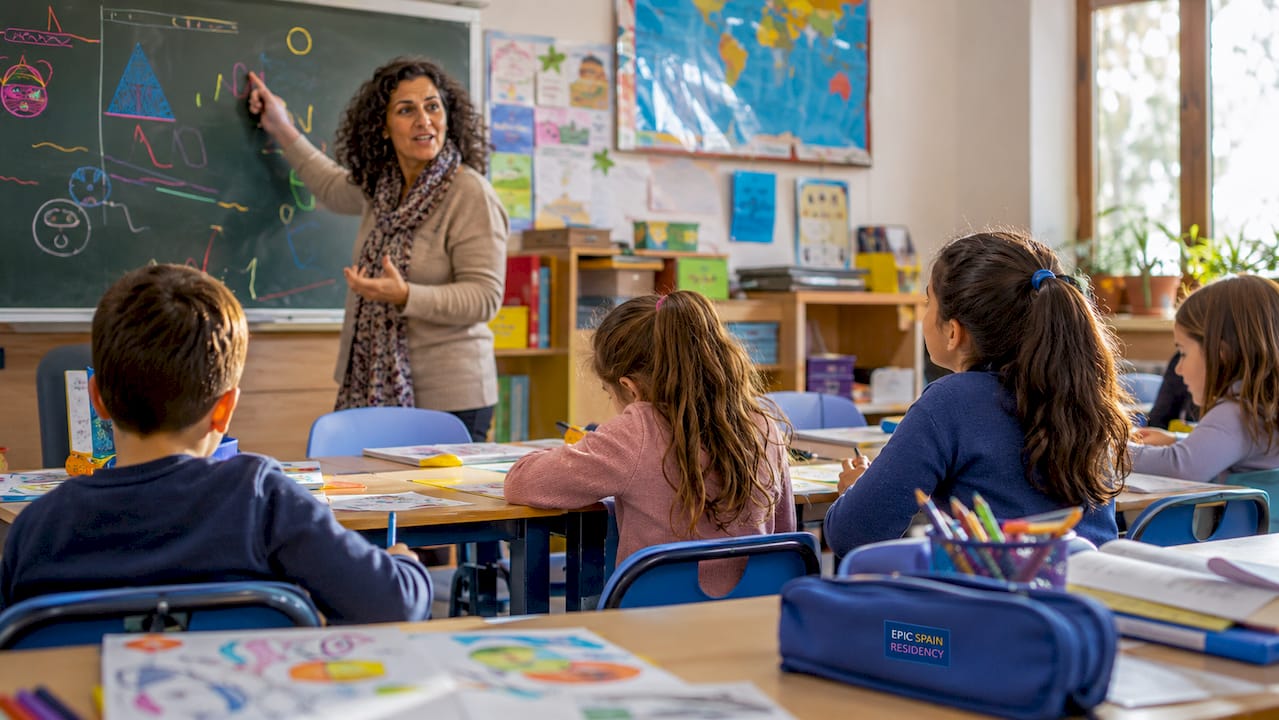 Children attending Spanish public school class