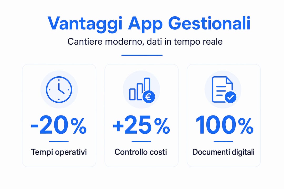Infografica che mostra i principali benefici delle app gestionali attraverso dati e statistiche