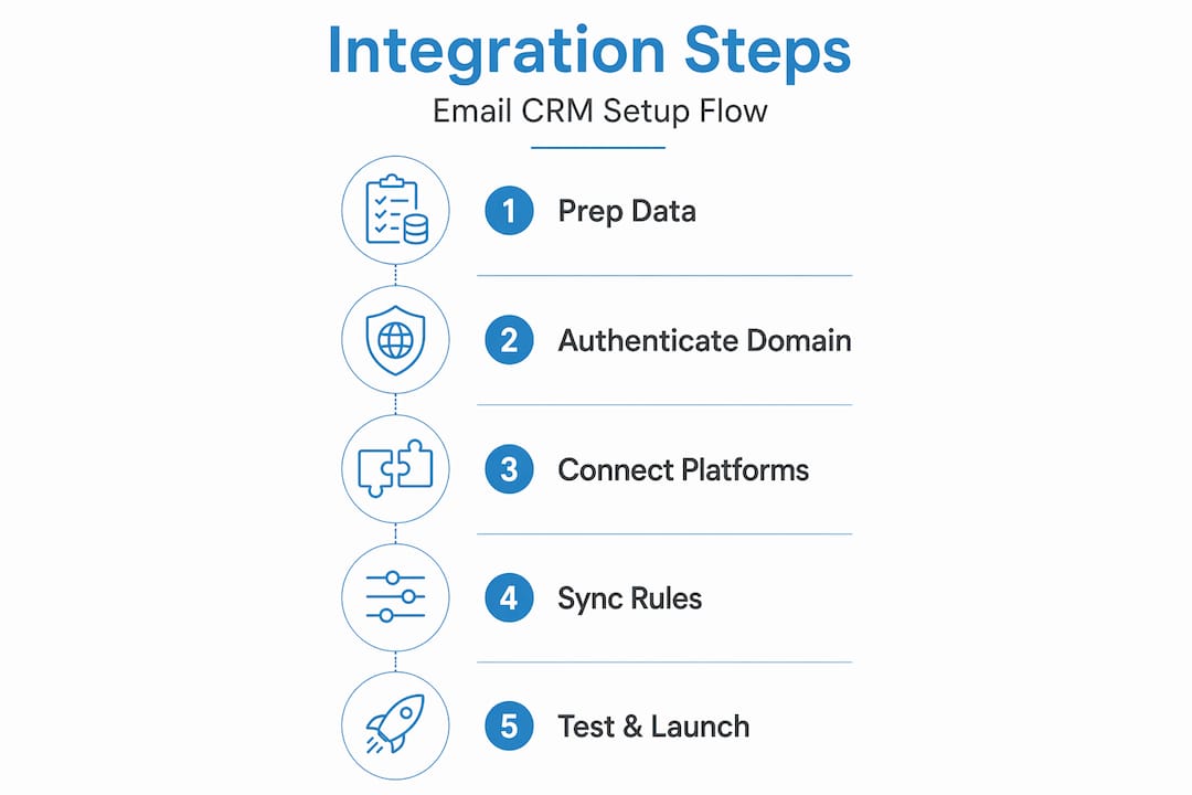Step-by-step CRM and email integration flow