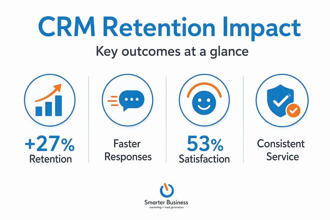 Infographic with CRM retention impact key numbers