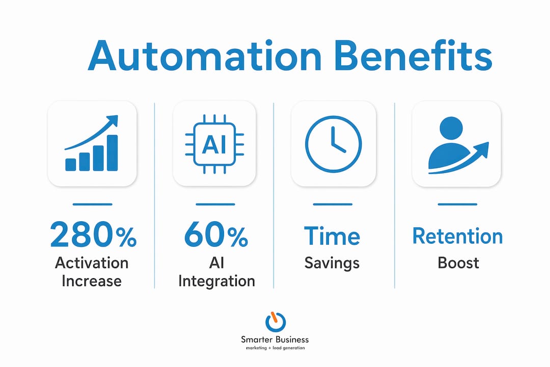 Infographic showing key benefits of email marketing automation