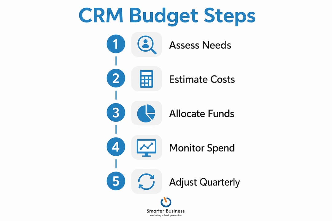 Infographic illustrating CRM budget planning steps