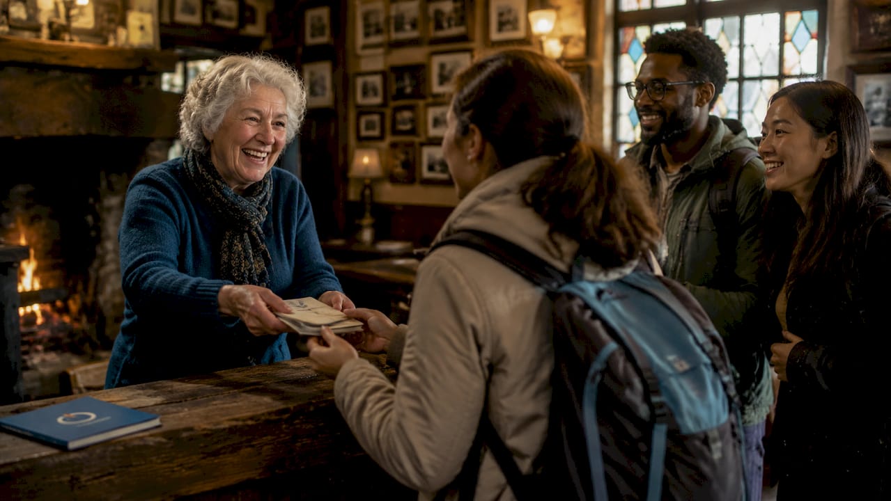 Irish local sharing tips in pub setting