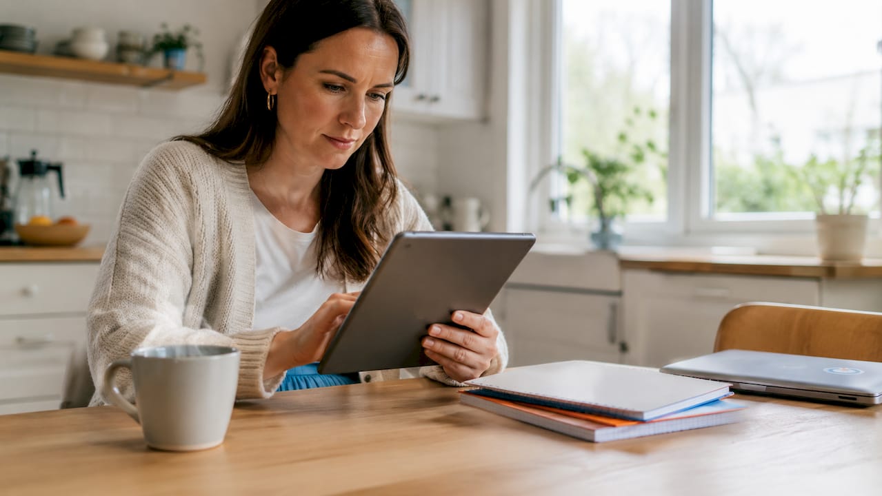 Business owner preparing for consultant interview at desk