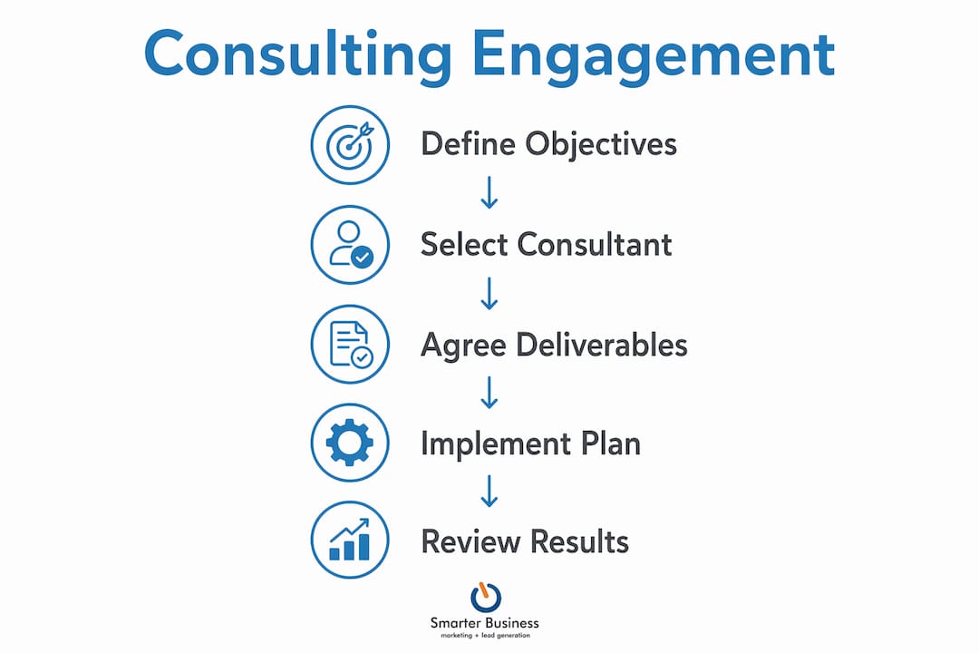 Infographic illustrating consulting engagement steps