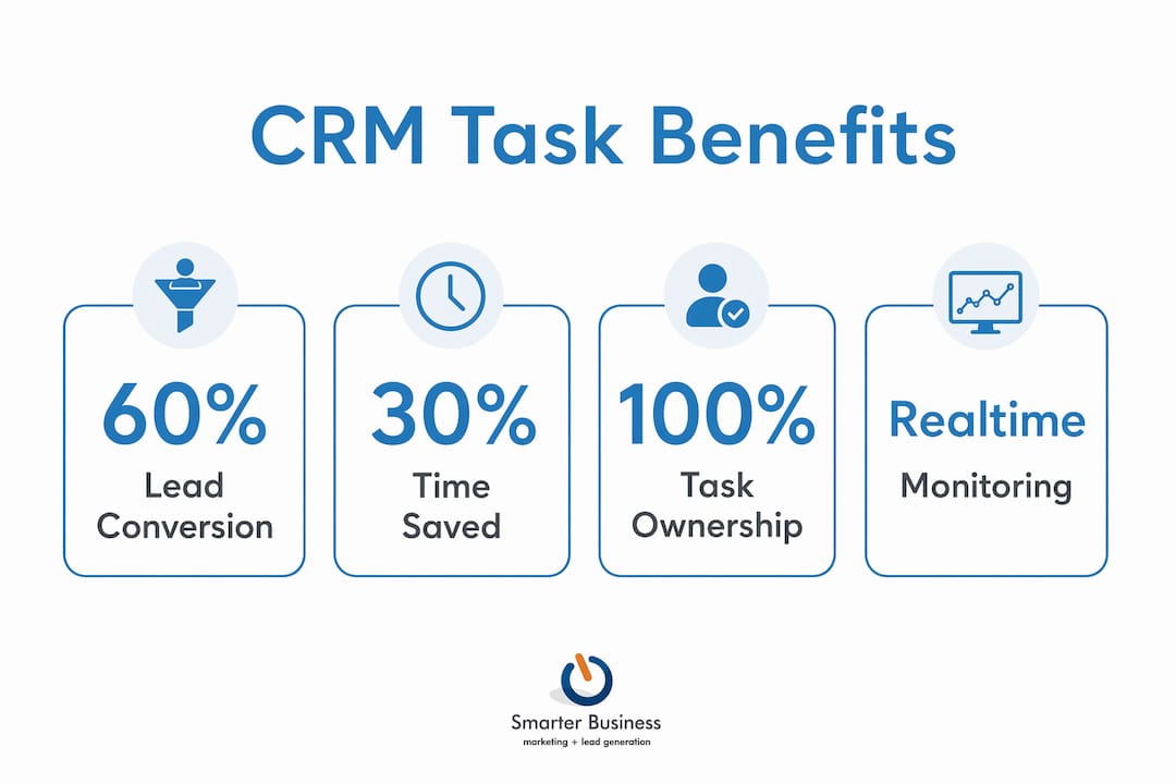 Infographic showing CRM task management benefits