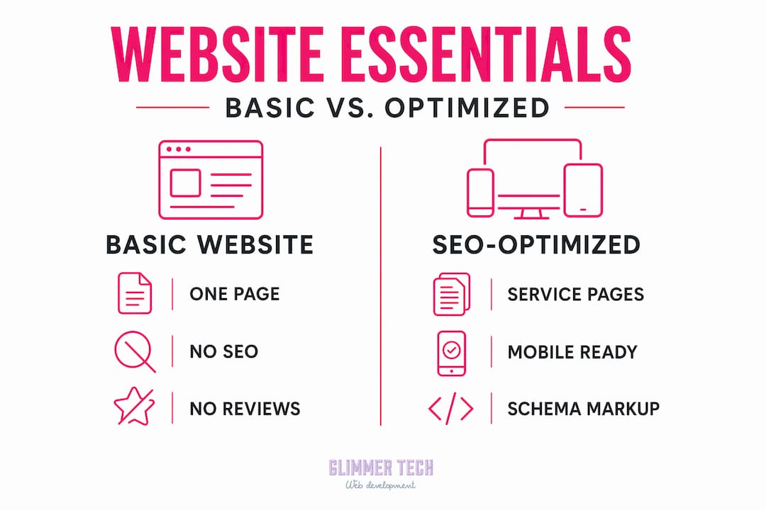 Infographic comparing basic and SEO-optimized websites