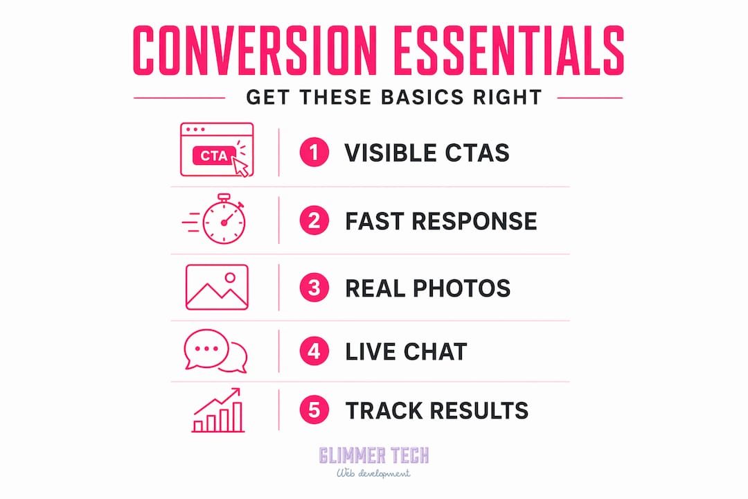 Infographic showing five website conversion basics