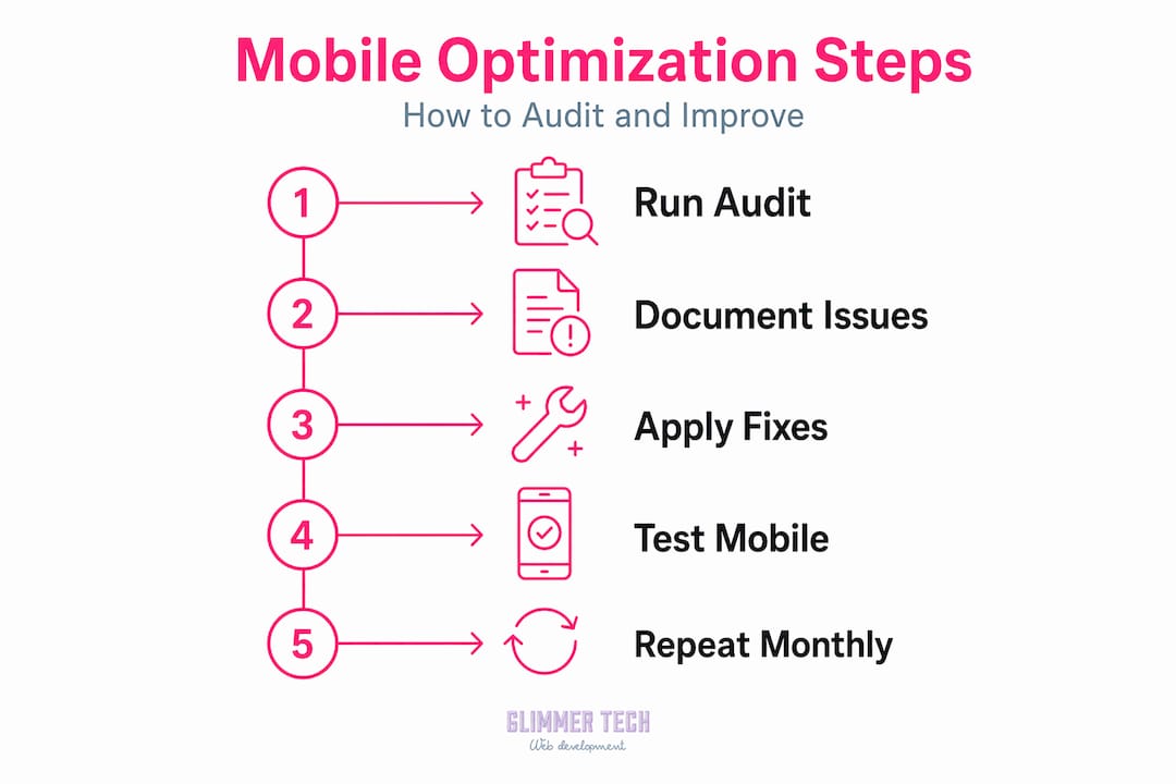 Infographic showing mobile optimization steps for construction sites