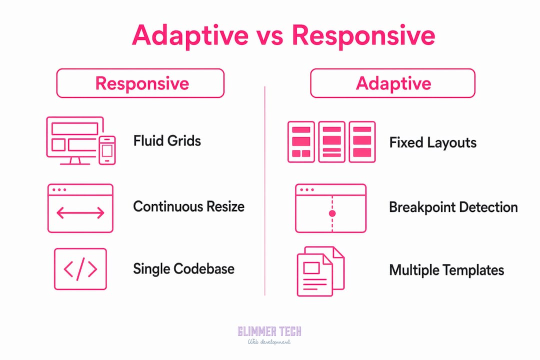 Infographic comparing adaptive and responsive web design