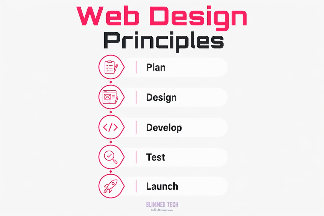 Infographic illustrating web design process steps
