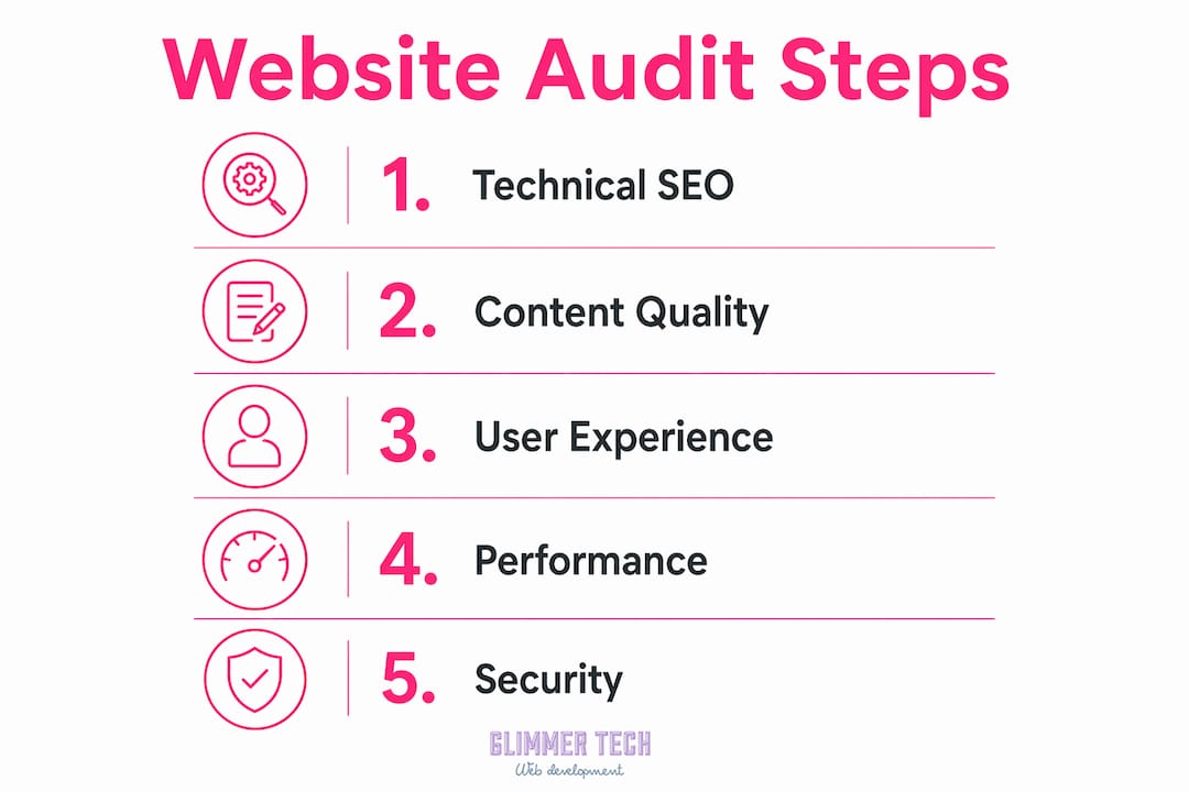 Infographic showing main components of website audit