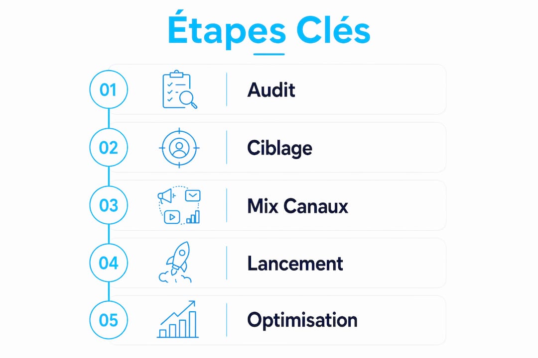 Découvrez une infographie qui met en lumière les étapes incontournables pour élaborer une stratégie digitale performante.
