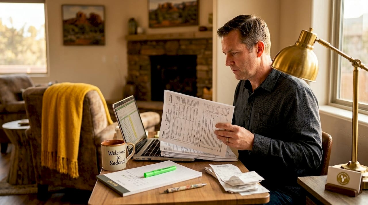 Owner organizing Sedona rental tax files