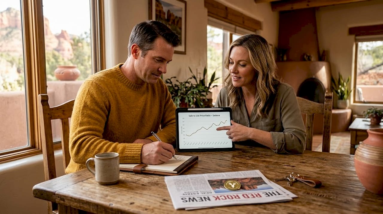 Homeowners reviewing Sedona sale price chart