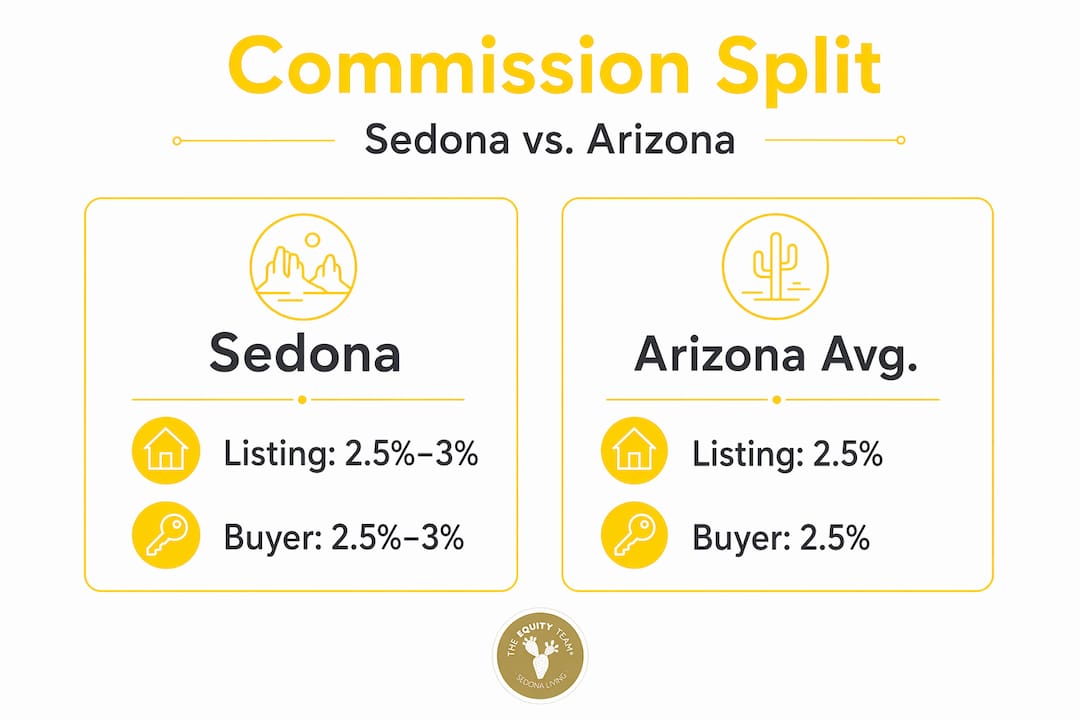 Infographic comparing Sedona and Arizona real estate commissions