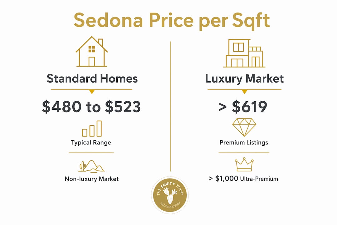 Infographic comparing standard vs luxury Sedona home price per square foot