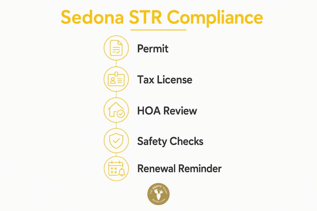 Infographic illustrating Sedona STR compliance steps