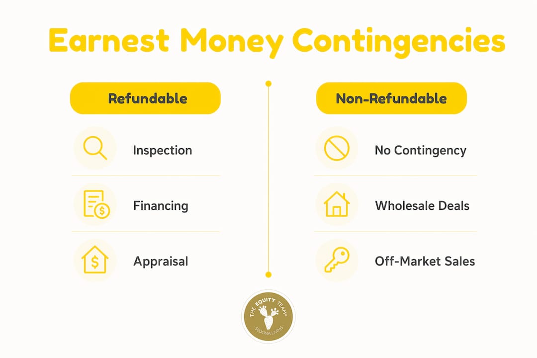 Infographic comparing refundable and non-refundable earnest money contingencies