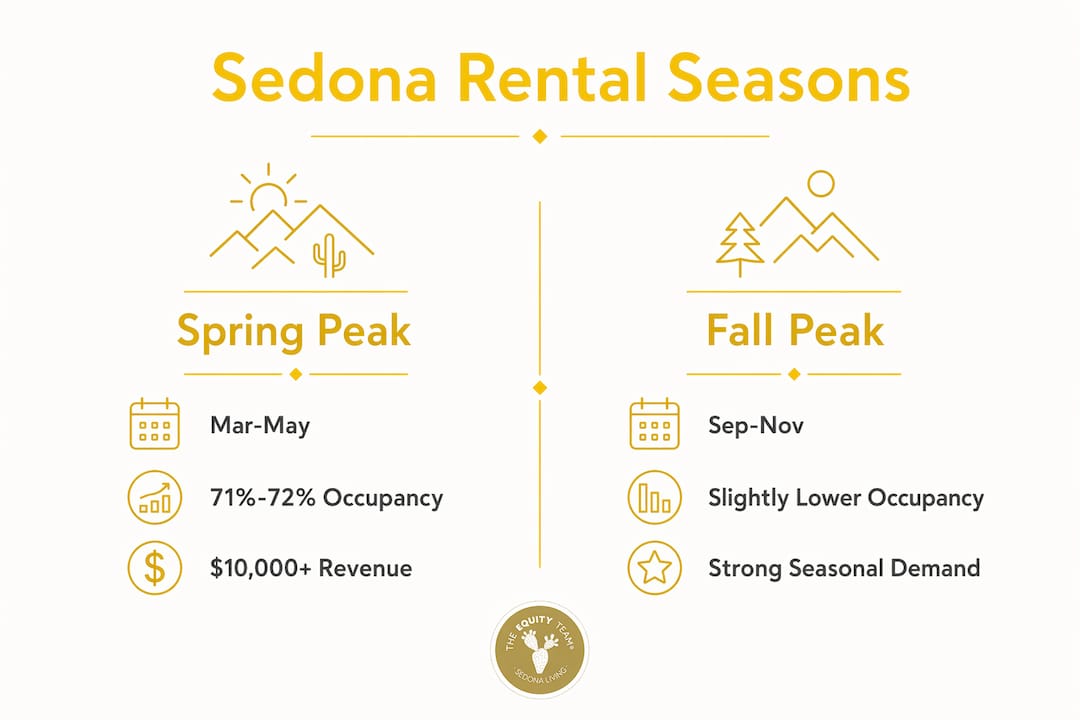 Comparison infographic of Sedona spring and fall rental seasons
