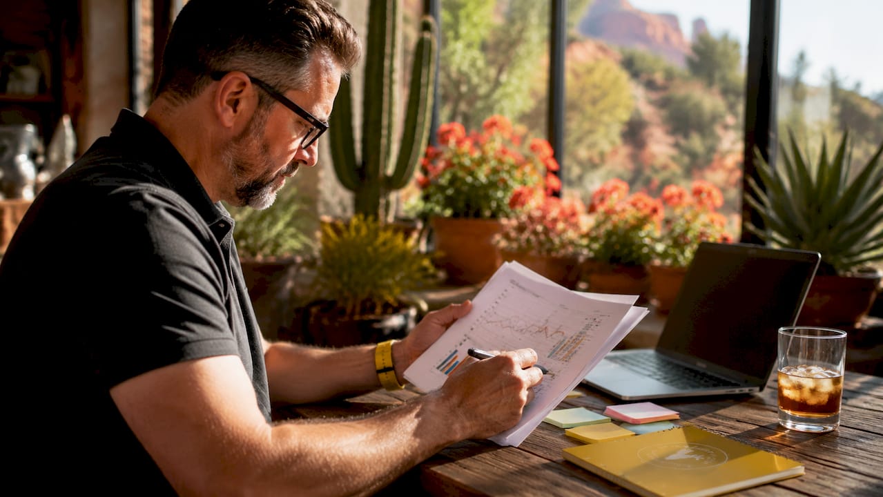 Man reviewing Sedona STR revenue charts
