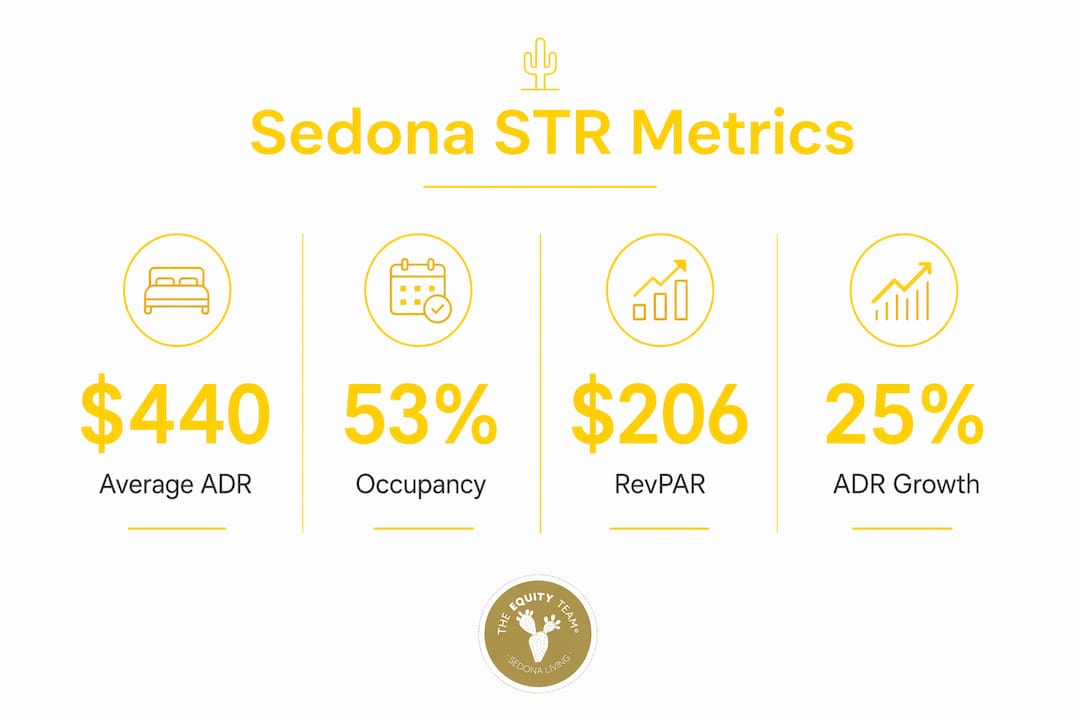 Infographic showing Sedona STR pricing key statistics