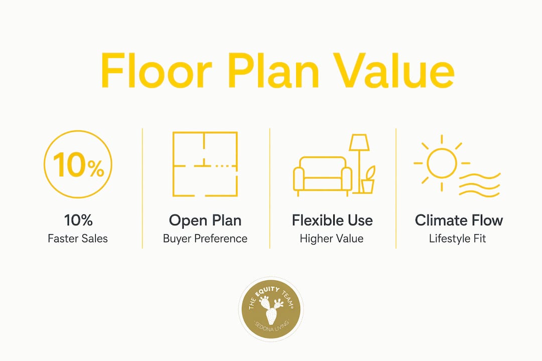 Infographic showing floor plan impact on Sedona home value