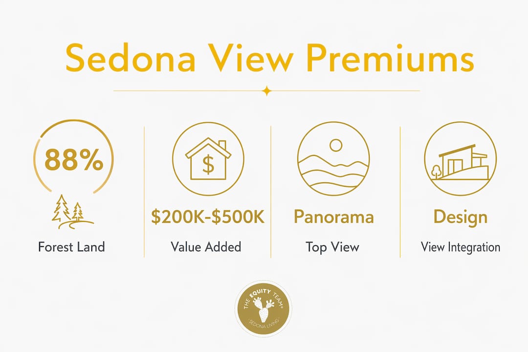 Infographic displaying key Sedona view real estate premium statistics