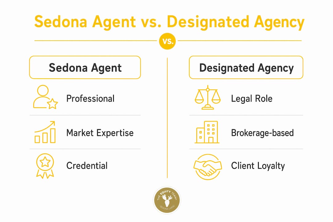 Infographic comparing Sedona Agent designation and designated agency