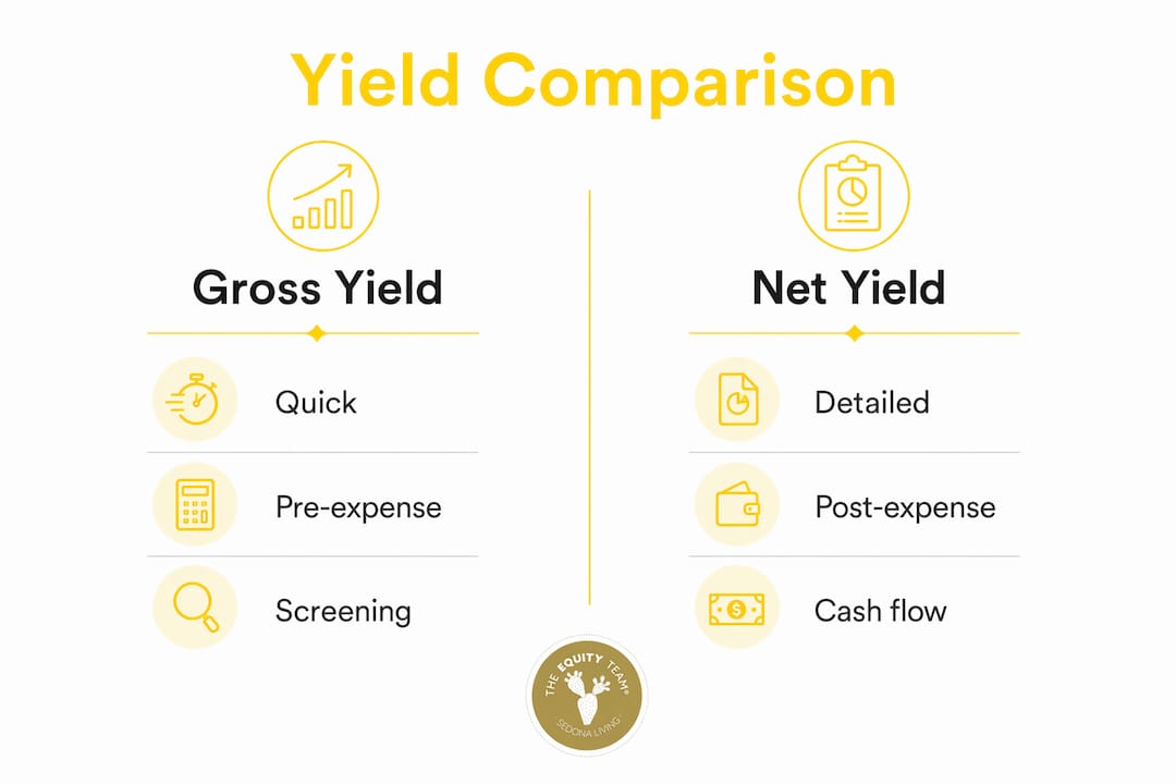 Infographic comparing gross and net rental yields