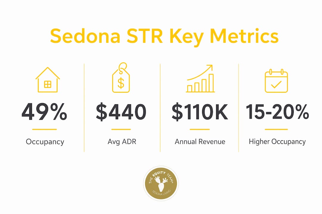 Infographic showing Sedona STR occupancy and revenue stats