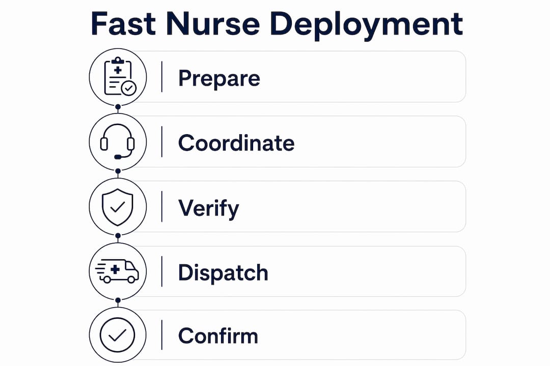 Infographic of steps for fast nurse deployment