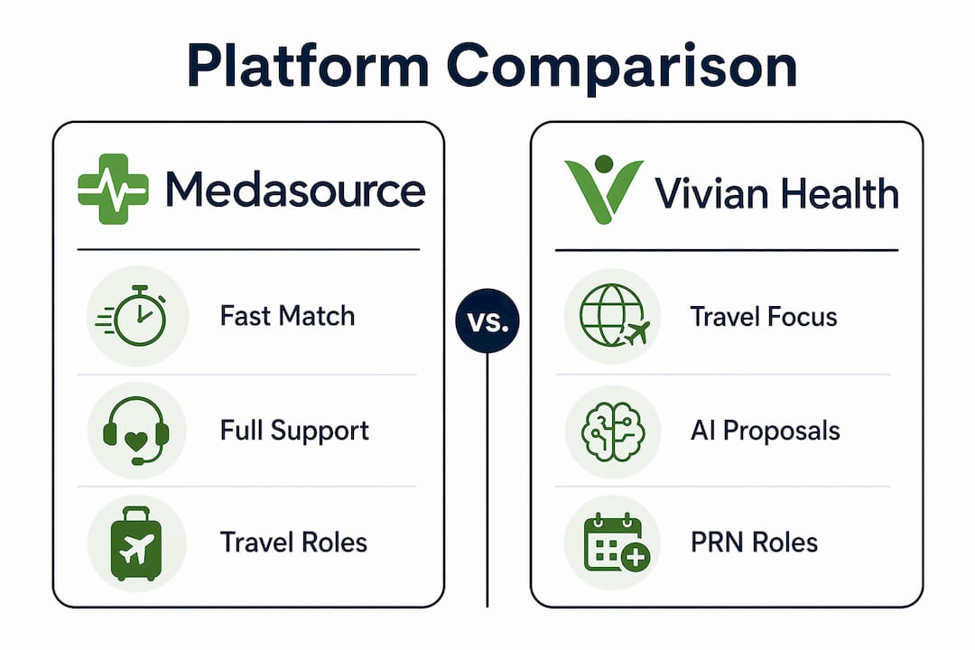 Infographic comparing top healthcare job match platforms