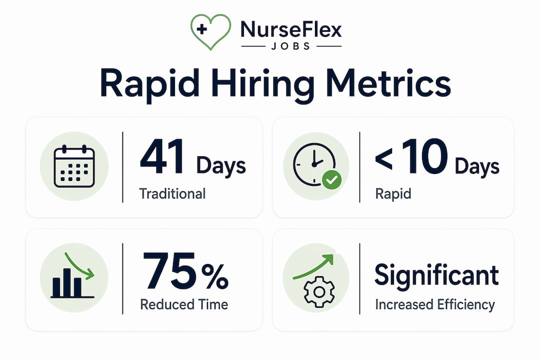 Infographic comparing traditional vs. rapid healthcare hiring times