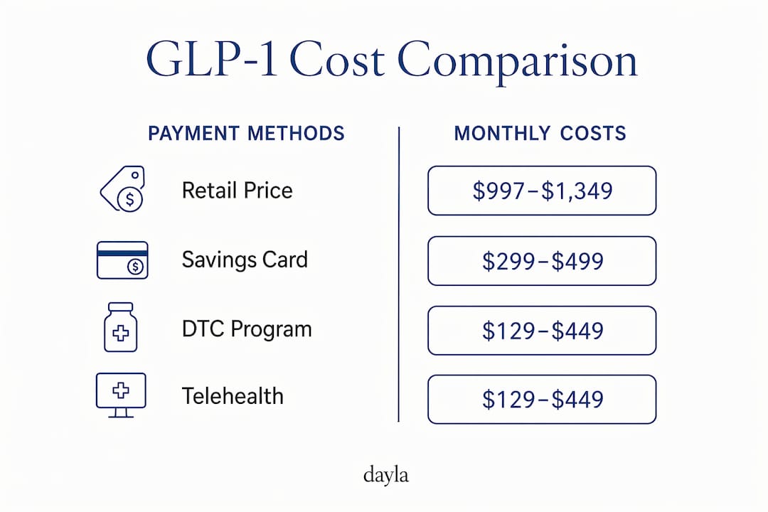 Infographic comparing GLP-1 medication cost options