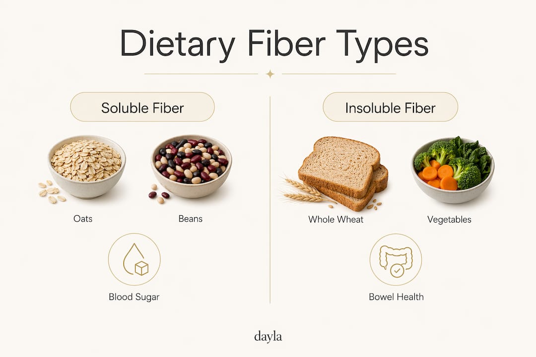 Infographic comparing soluble and insoluble fiber types