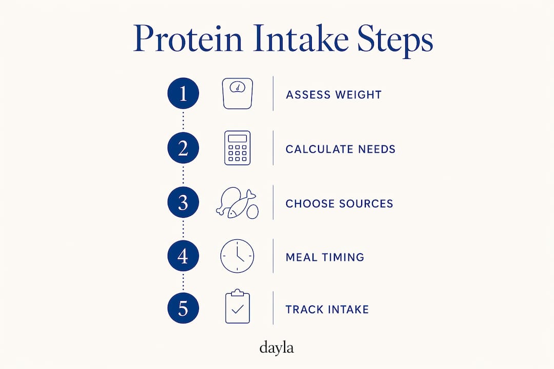 Infographic showing protein intake steps to prevent muscle loss