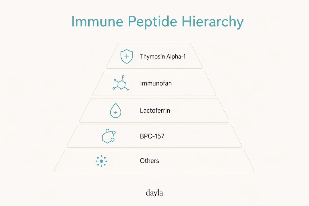 Infographic ranking immune peptides by clinical evidence